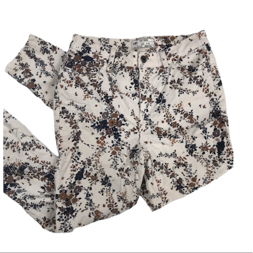 NWT Free People Floral Corduroy Skinny Pants 25